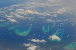 Letecký pohled na ostrovy Malediv