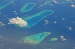 Krásný pohled na Maledivy z letadla