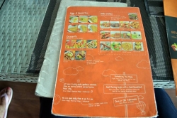 menu restaurace Maledivy, zadní strana