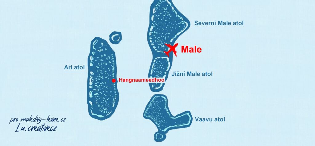 mapa ostrova Hangnaameedhoo