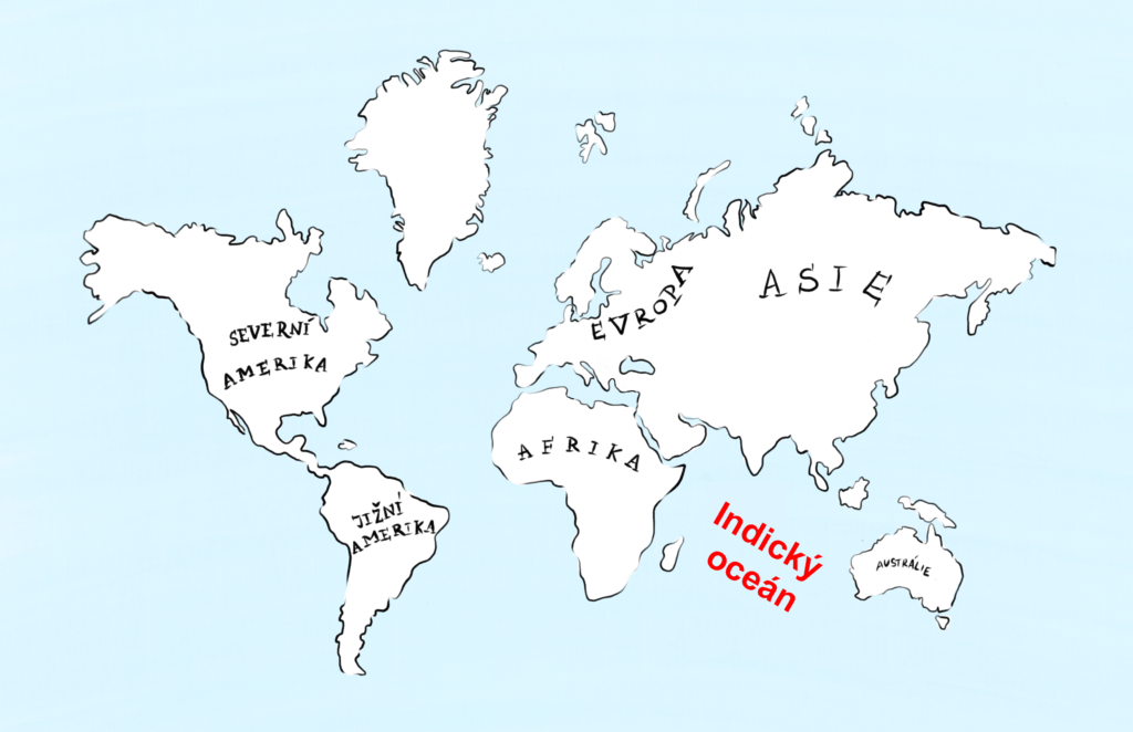 mapa Indického oceánu