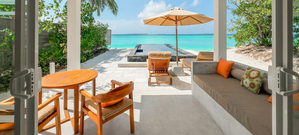 ubytování v resortu na Maledivách