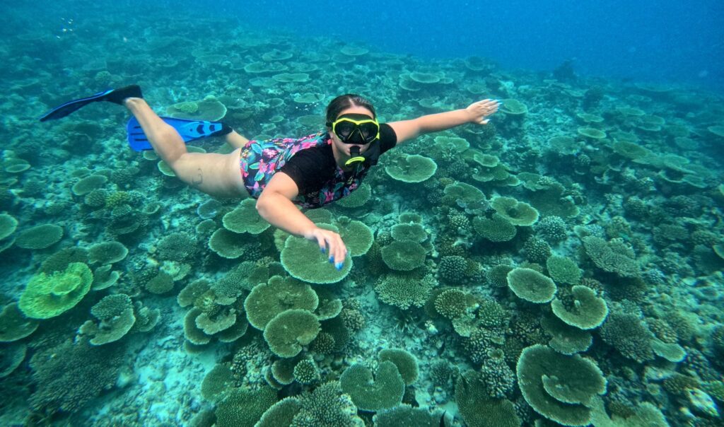 šnorchlování na korálovém útesu