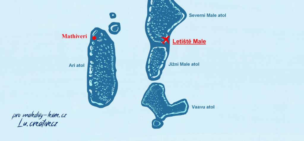 mapa ostrova Mathiveri Maledivy