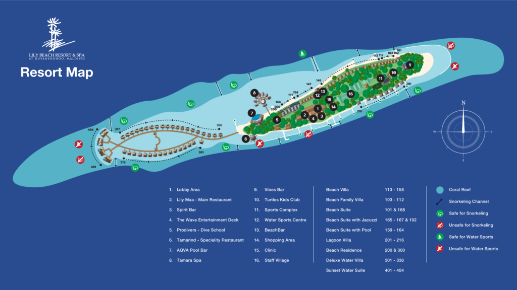 mapa resortu Lily Beach Resort & Spa