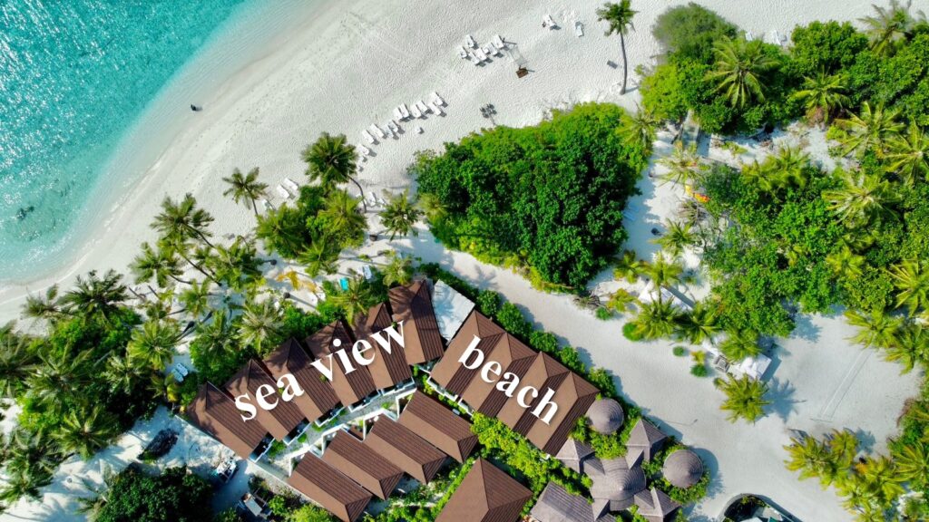 vily na pláži na ostrově Fodhdhoo Maledivy