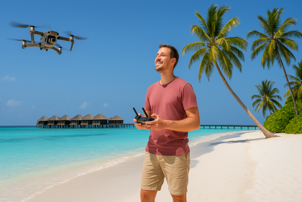 natáčení videa dronem na Maledivách