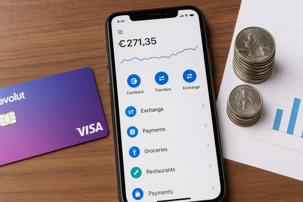 fyzická karta Revolut, mobil amince