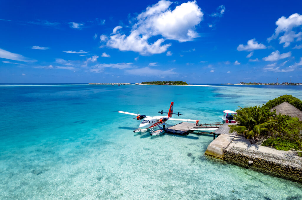 hydroplán na Maledivách